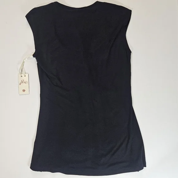 Joie Shirt Womens Large Black Embellished Neckline Sleeveless Blouse Top NEW - Picture 4 of 7